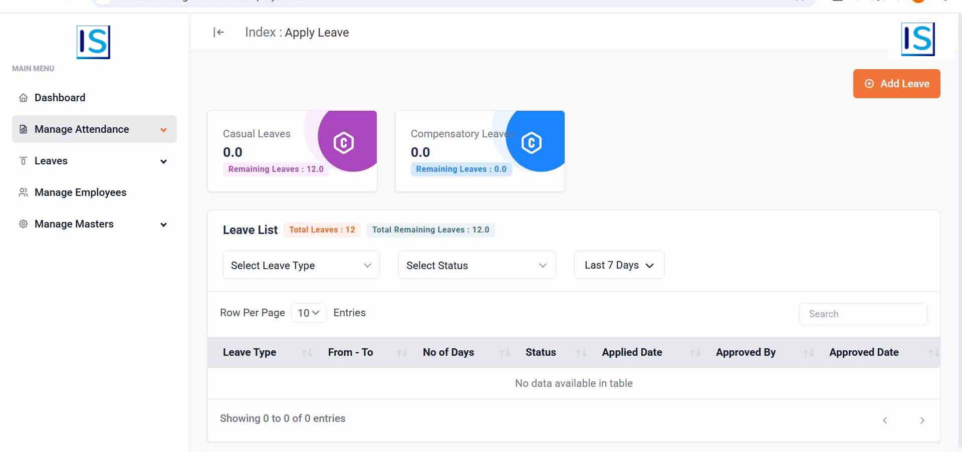 Manage Attendance