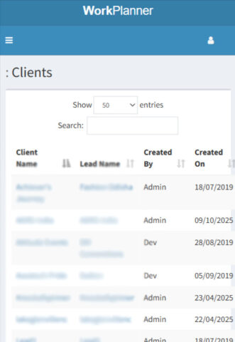 Clients Management Mobileview