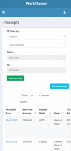 Payment Receipts Mobileview