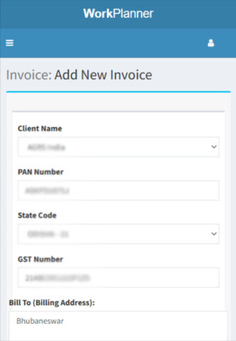 Add New Invoice Mobileview